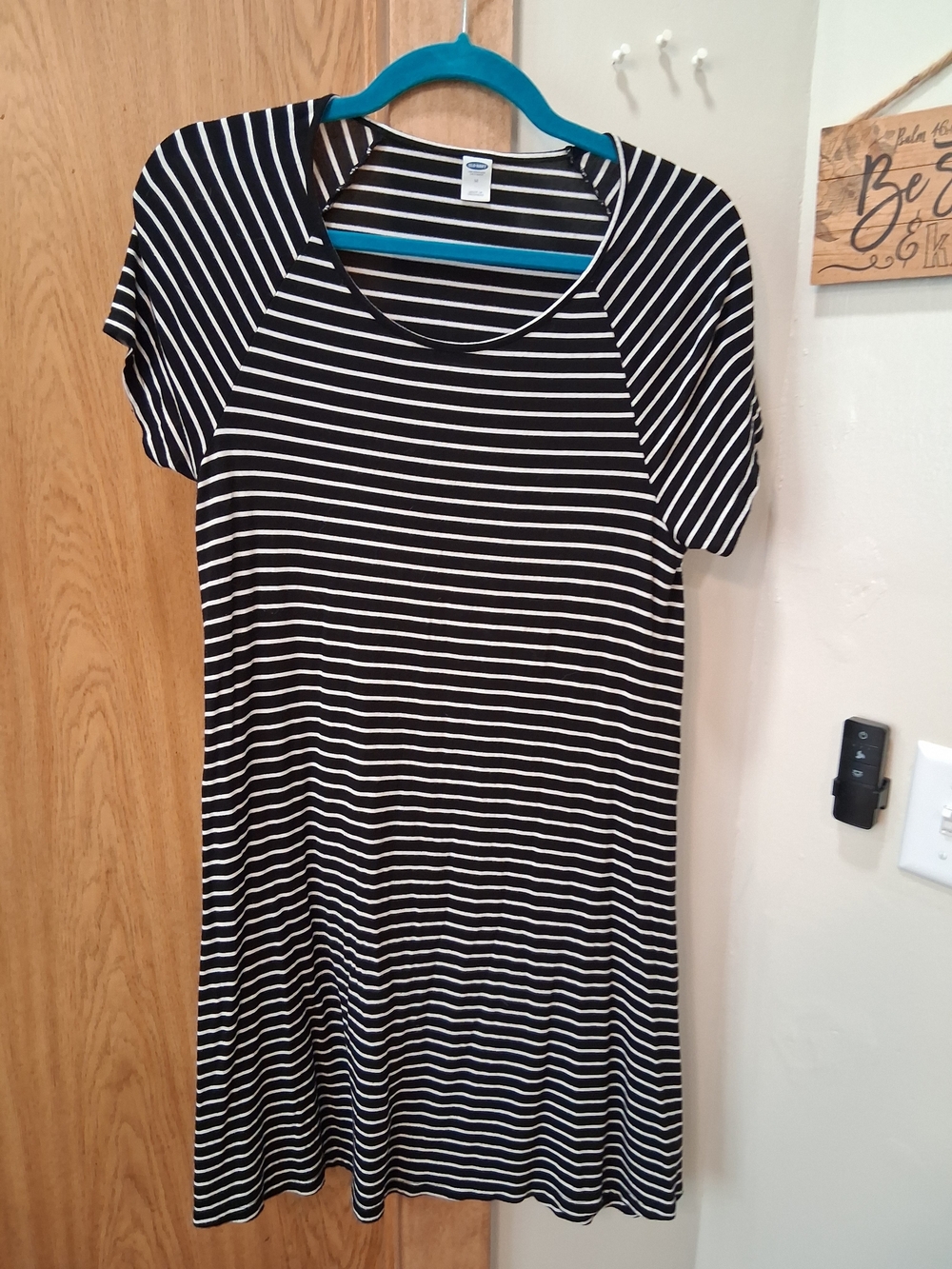 Old Navy Black & White Striped Tee Dress